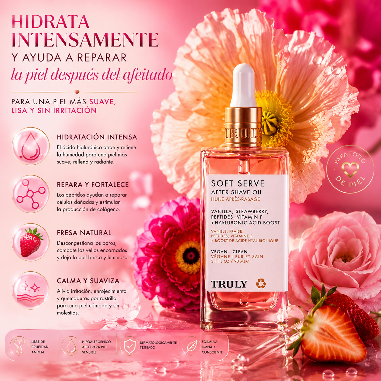 Aceite Truly Beauty Soft Serve Rosa | Aceite corporal de belleza