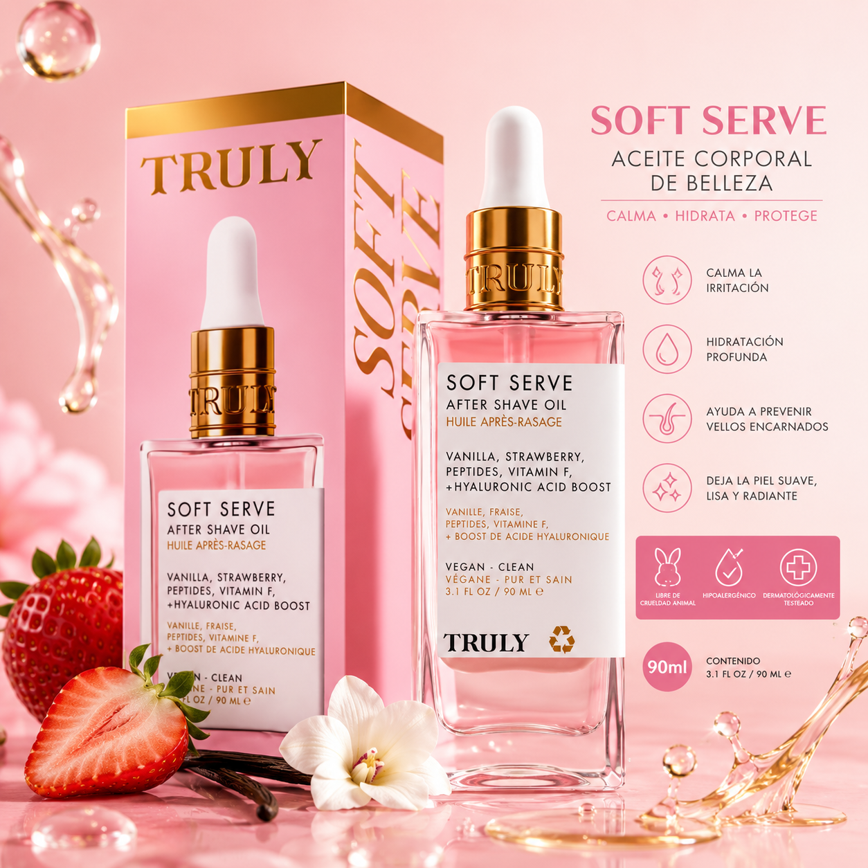 Aceite Truly Beauty Soft Serve Rosa | Aceite corporal de belleza