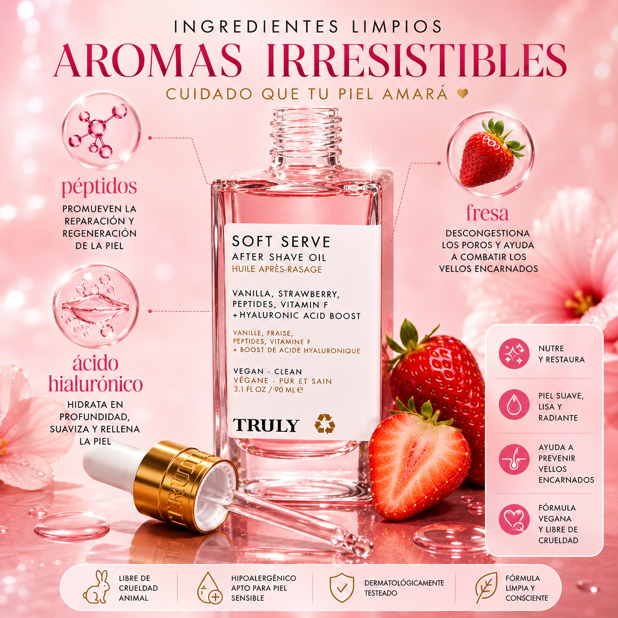 Aceite Truly Beauty Soft Serve Rosa | Aceite corporal de belleza